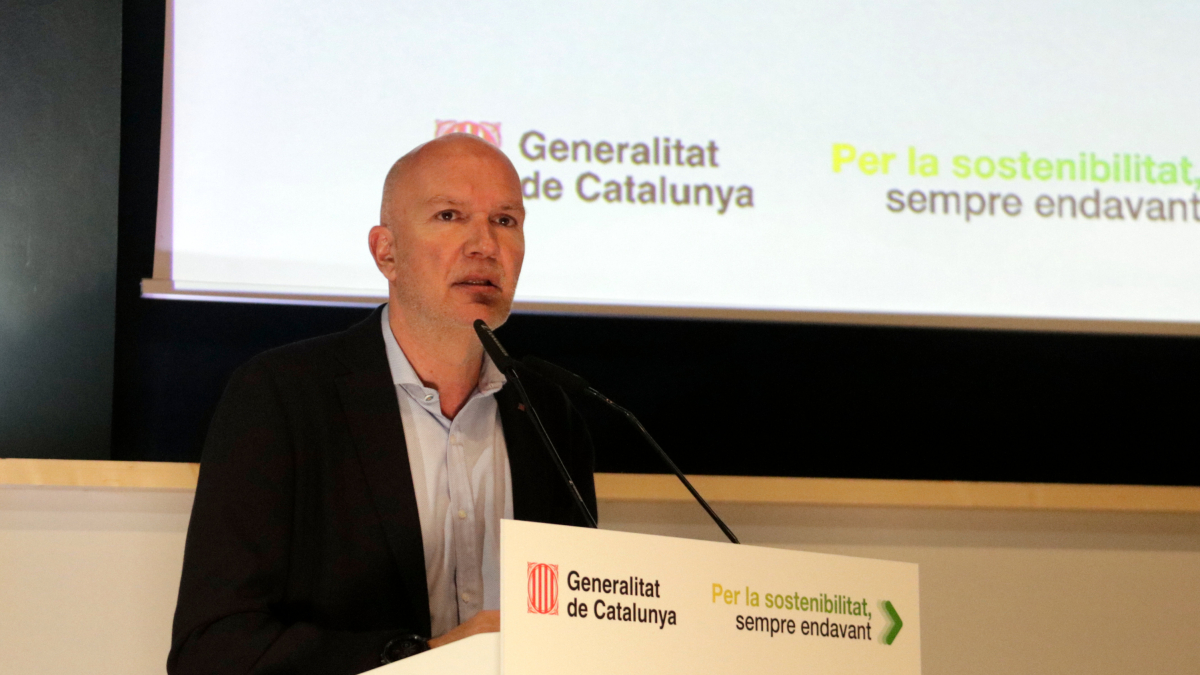 El conseller d'Acció Climàtica, David Mascort, en un acte de l'Assemblea Ciutadana pel Clima, avui a Girona.