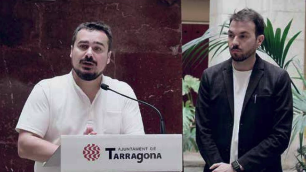 El portaveu i el conseller d'ECP, Jordi Collado i Toni Carmona, durant la roda de premsa d'ahir