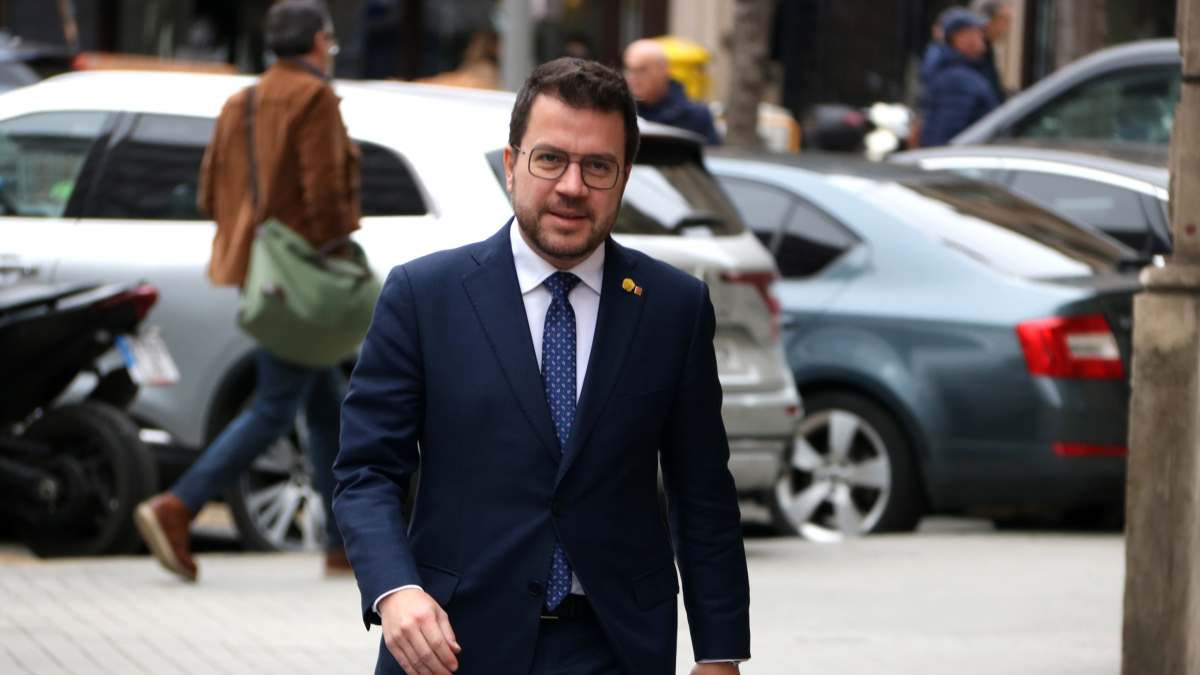 El presidente Aragonès llega al Mobile Lunch, previo al MWC 2024, este domingo.