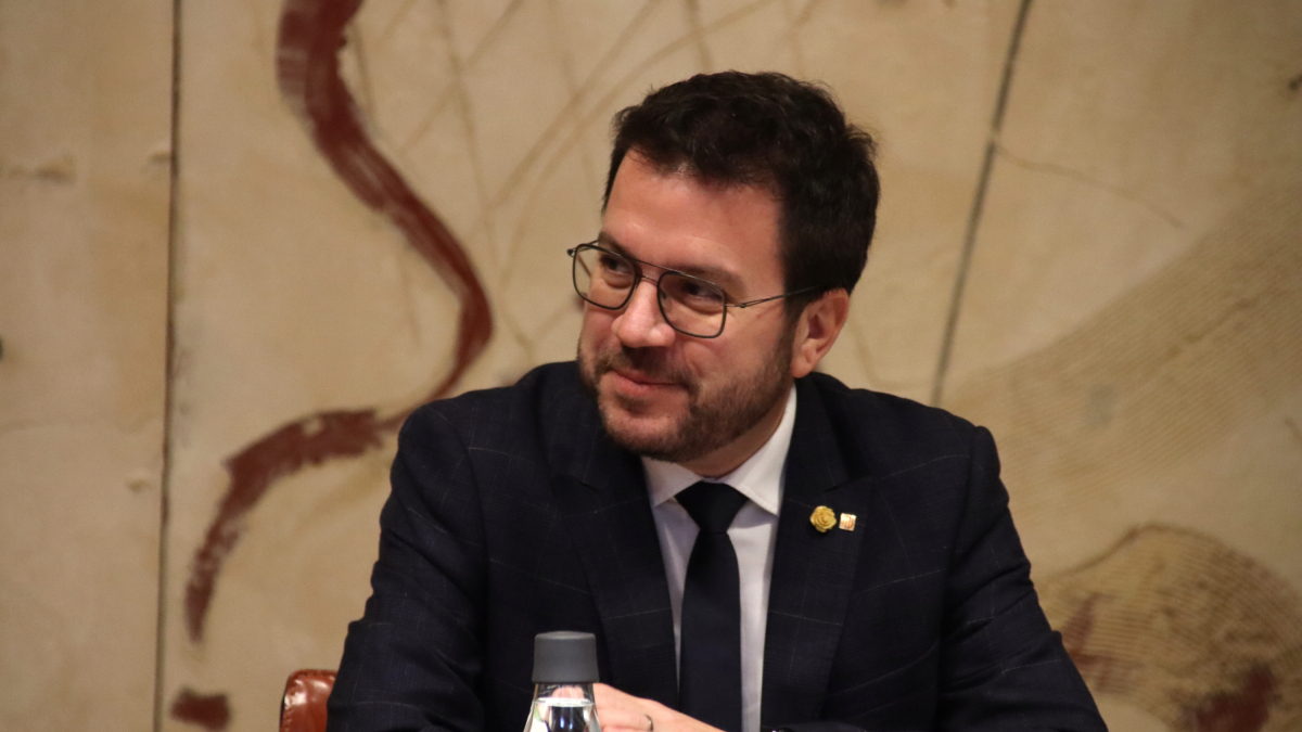 El presidente de la Generalitat, Pere Aragonès, en la reunión del Consejo Ejecutivo extraordinaria para aprobar presupuestos