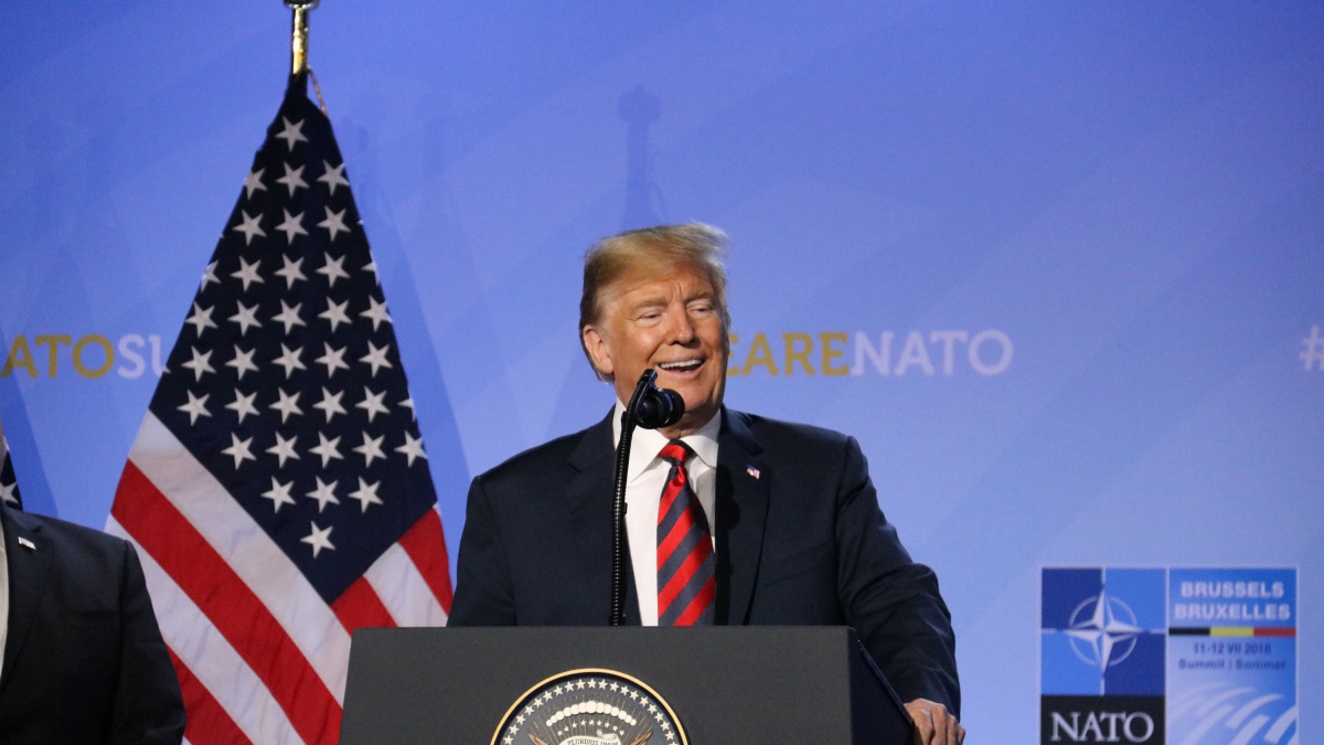 Donald Trump, durante la rueda de prensa posterior a la cumbre de la OTAN en Bruselas el 12 de julio del 2018 cuando ostentaba el cargo de presidente de Estados Unidos.