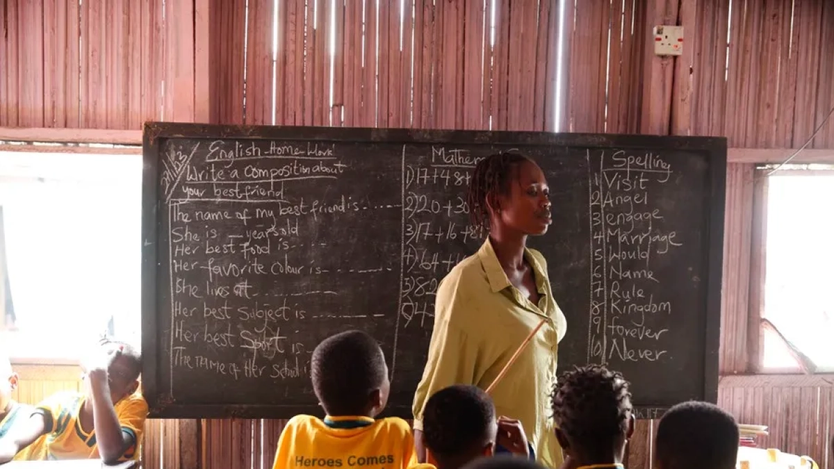 Alumnos en una escuela en Nigeria.