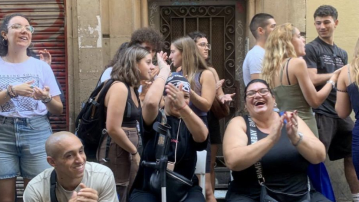 La Luisa en un desnonament a Barcelona.