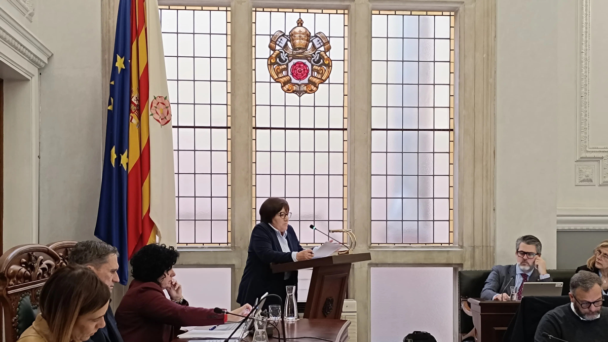 La Síndica Municipal de Greuges, Anna Civit, durante su intervención en el pleno del Ayuntamiento de Reus.