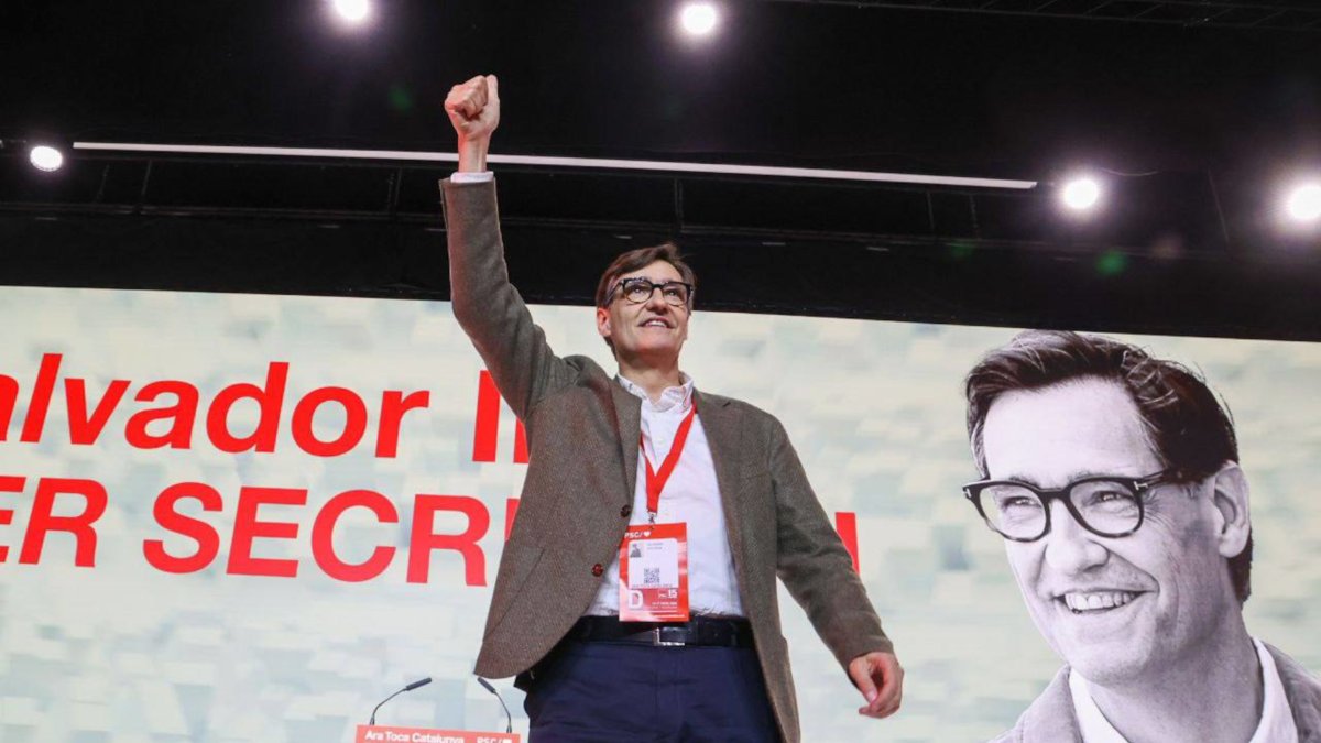 El primer secretario del PSC, Salvador Illa, en el XV Congreso del partido después de ser escogido cabeza de lista al 12-M.