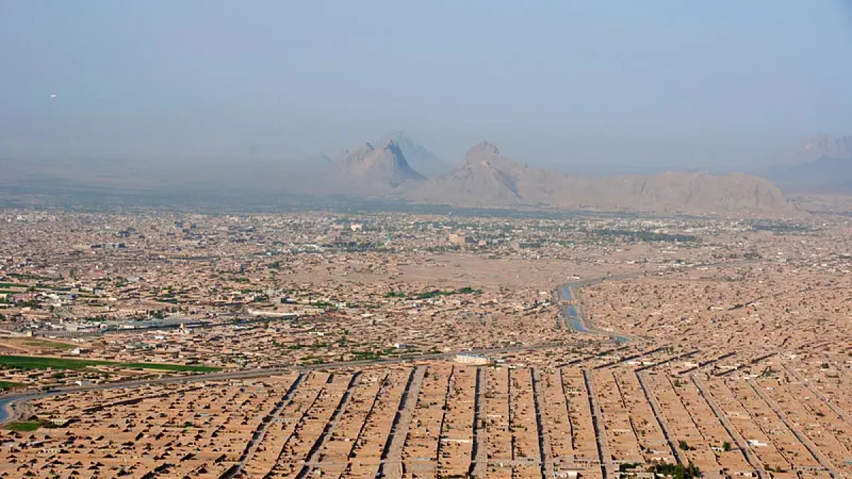 Vista aérea de una sección de Kandahar en el 2013