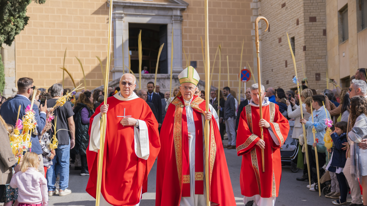 Procesión de Palmas y Ramos, en la calle de las Coques y el Pla de la Seu.