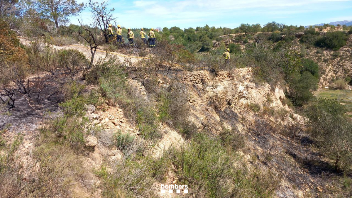 Imagen de los Bomberos trabajando en el incendio de Roquetes.