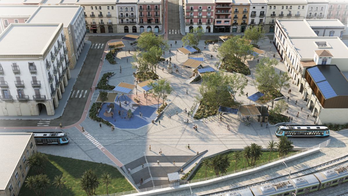 Render del proyecto de transformación de la plaza dels Carros previsto por el Port de Tarragona.