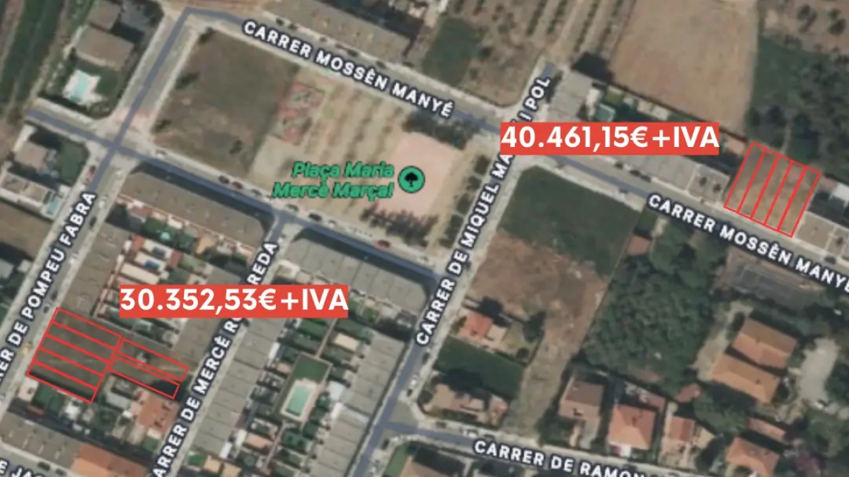 Mapa de las parcelas en venta en el Morell.