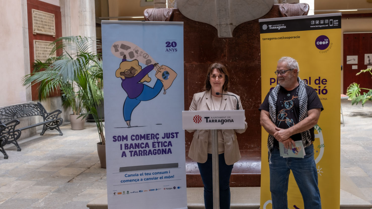 Imatge de la presentació de la Festa del comerç Just.