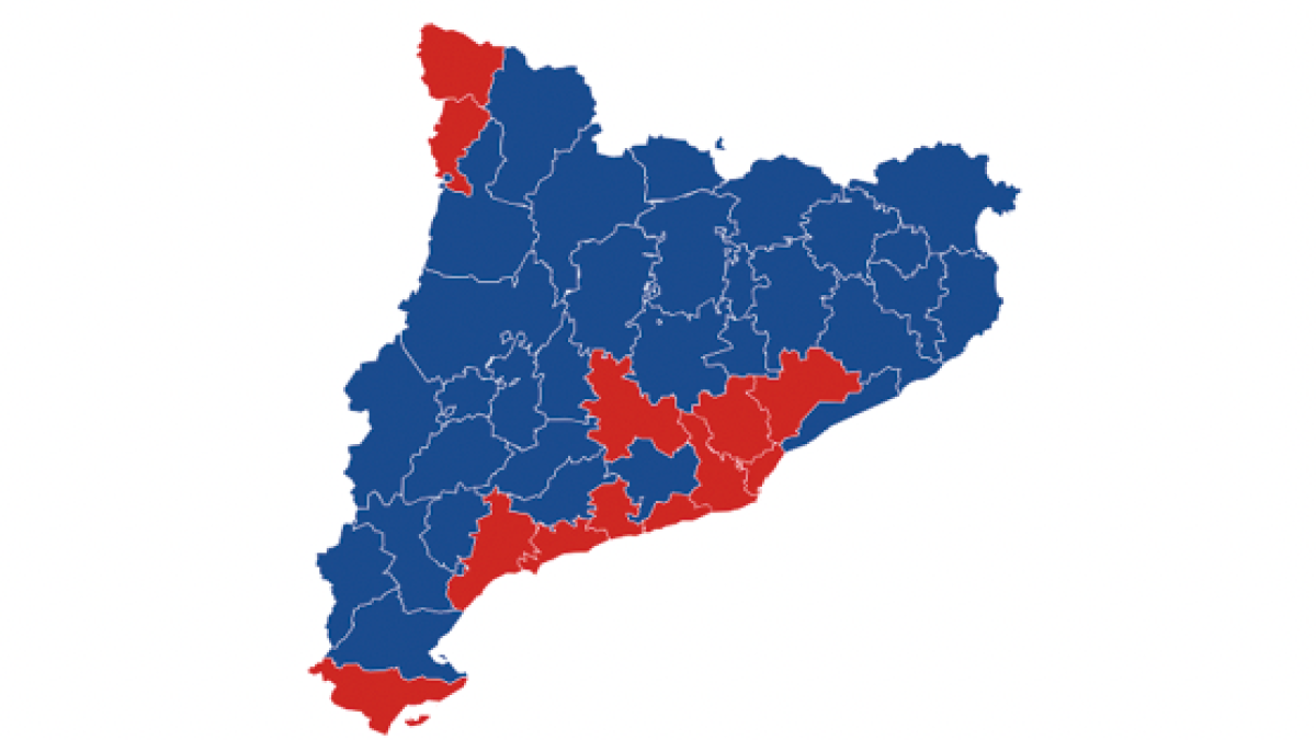 Fuerza más votada en cada comarca.