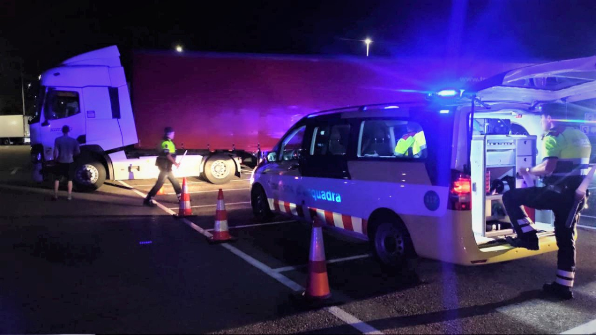 Imagen del control policial en la AP-7.