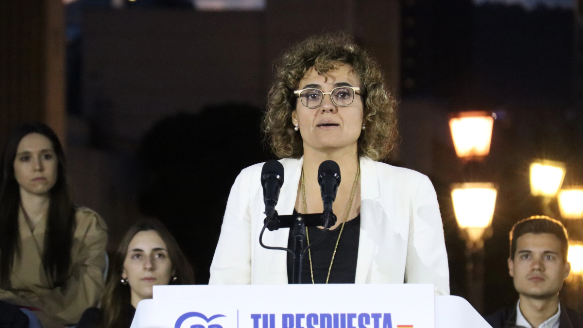 La candidata del PP a las elecciones europeas, Dolors Montserrat, en el mitin de inicio de campaña