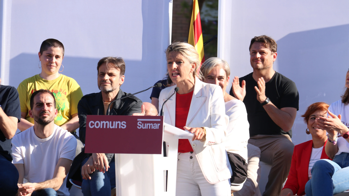 La vicepresidenta segona espanyola i líder de Sumar, Yolanda Díaz, a un míting de Comuns Sumar