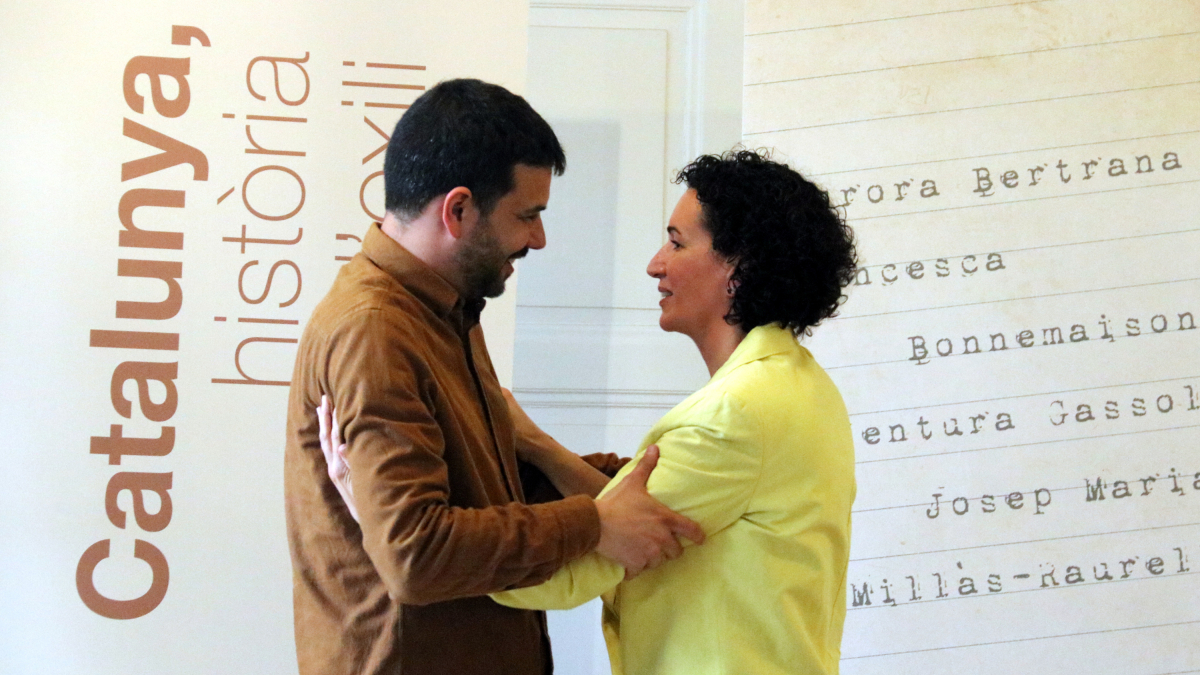 Ruben Wagensberg i Marta Rovira, en un acte de la campanya d'ERC pel 12-M a Suïssa.