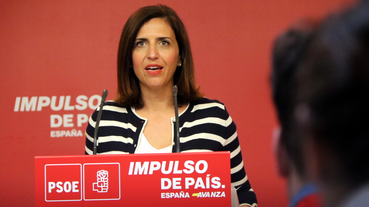 Imagen de archivo de la portavoz del PSOE, Esther Peña la sede del partido en Madrid