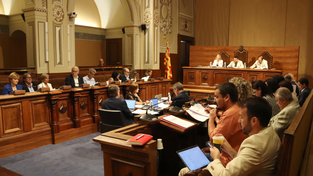 Imagen del pleno de Tarragona, celebrada desde el salón de plenos de la Diputació de Tarragona, este viernes.