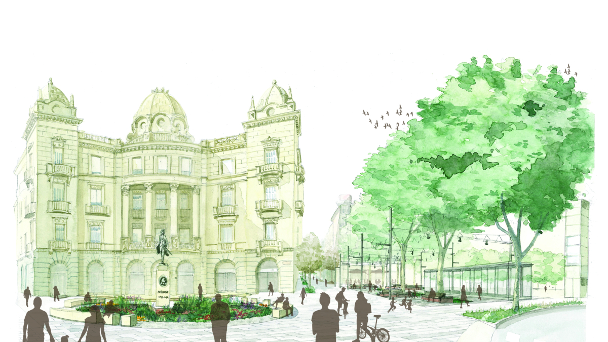 Imagen virtual del proyecto ejecutivo de reforma de la calle Ample y la plaza del Pintor Fortuny proyectado en marzo de 2023