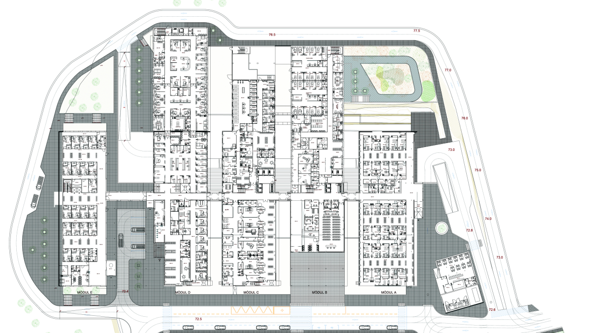 Plano del proyecto de ampliación y reforma del hospital del Vendrell.