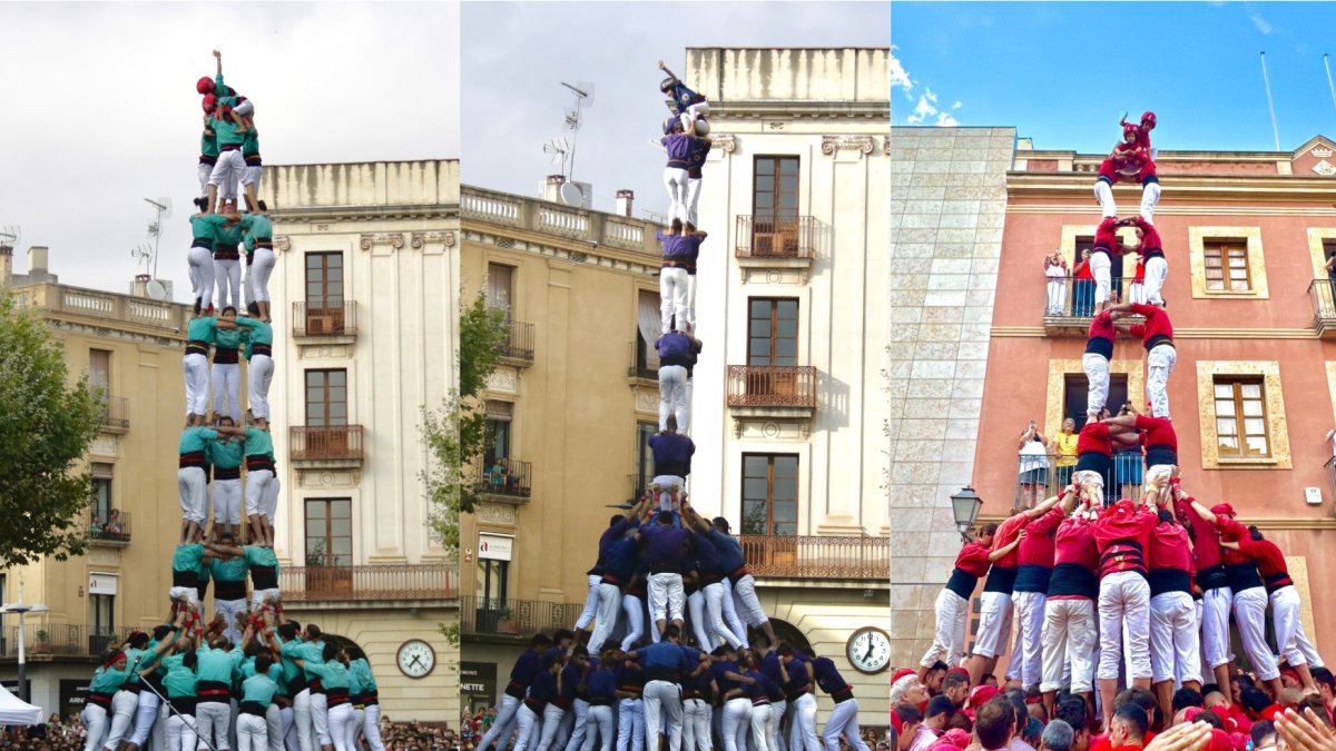 5 de 9 amb folre i 2 de 9 amb folre i manilles dels Verds i els Capgrossos respectivament a Mataró i 2 de 8 amb folre dels Nens del Vendrell al Catllar