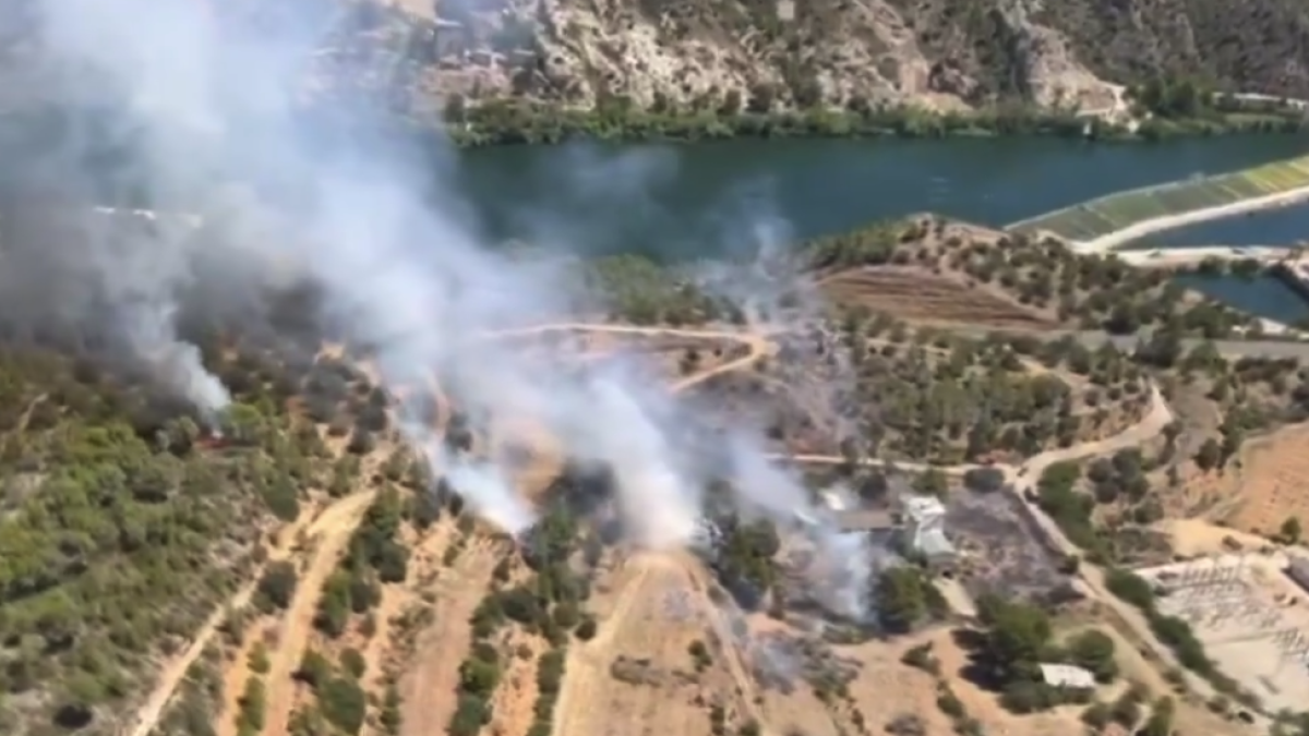 Imagen aérea del incendio de Xerta.