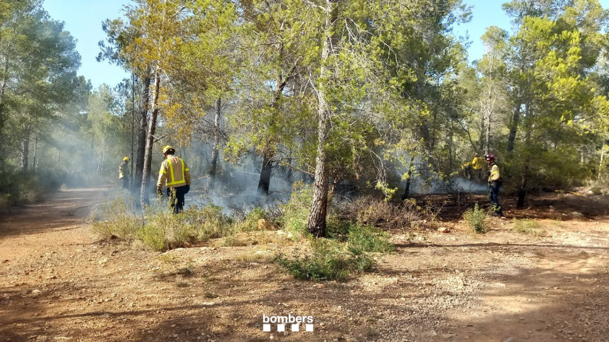Imagen de los Bombero trabajando en el incendio en Mont-roig del Camp