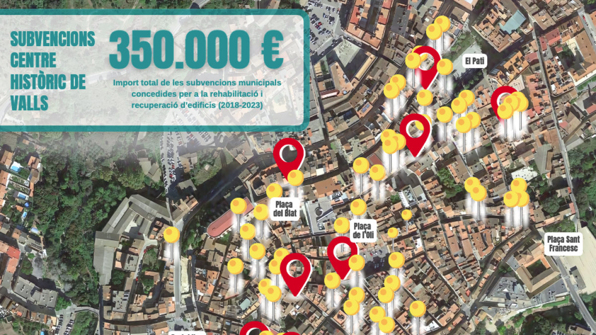 Mapa de los inmuebles rehabilitado entre el 2018 y el 2023.