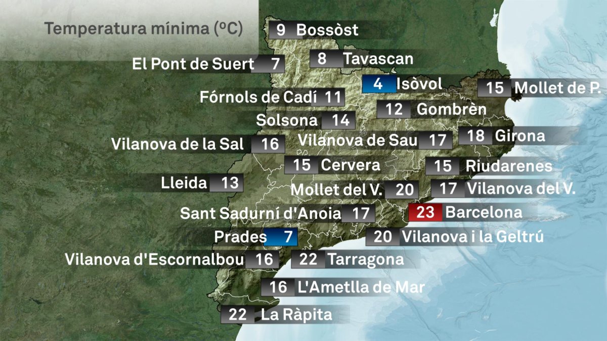 Mapa de temperatura mínima.
