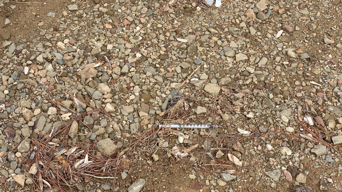 Imatge d'una xeringa que ha aparegut a l'Ermita de Santa Anna de Castellvell del Camp.