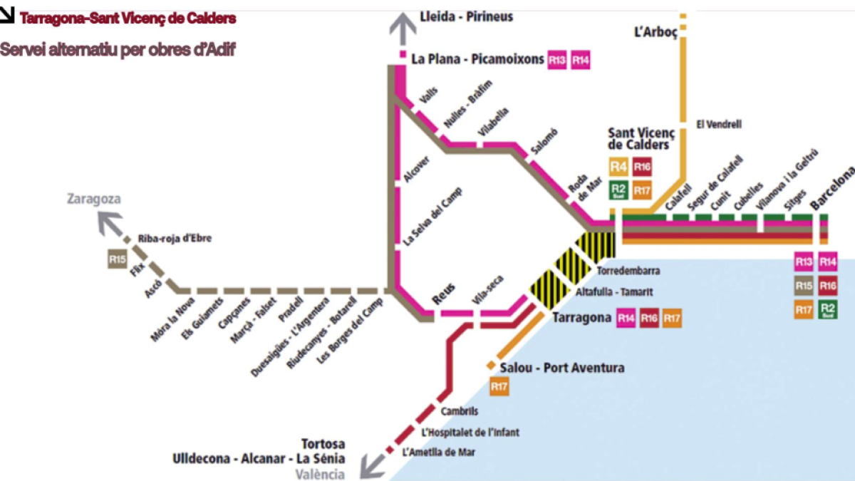 Servei alternatiu per obres d'Adif.