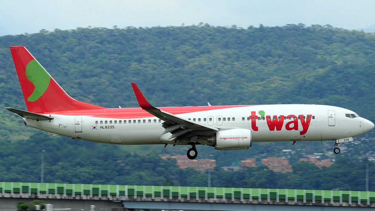 Imagen de un avión de la aerolínea T'way Air.