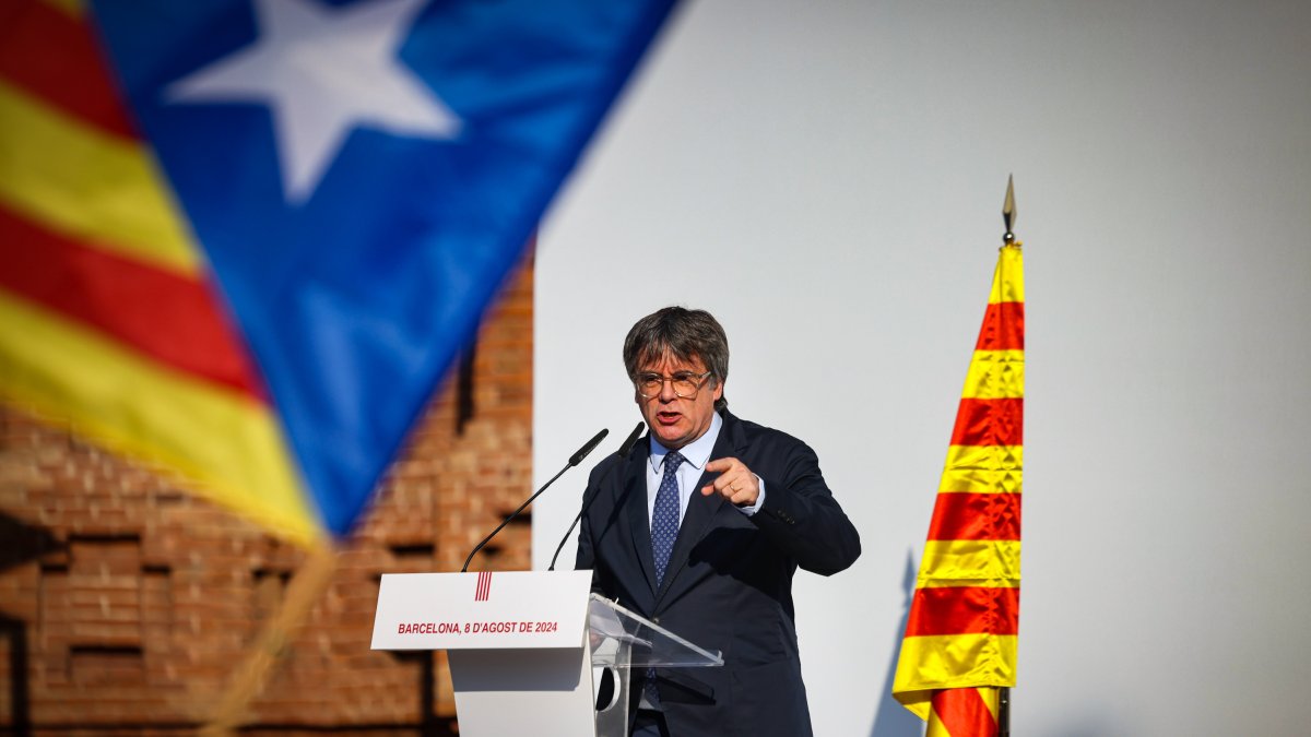 El expresidente Carles Puigdemont en su reaparición en Cataluña.