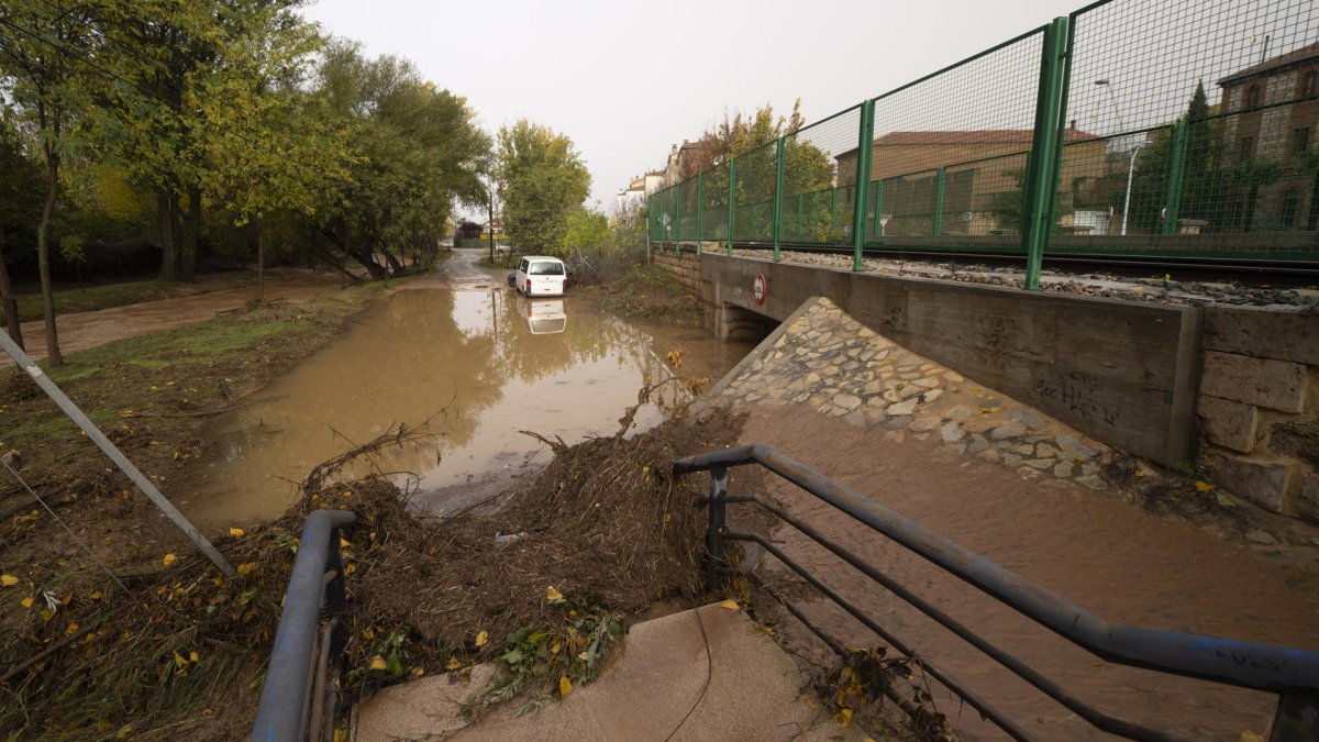Vista d’una zona inundada a Terol aquest dimecres després de la DANA.