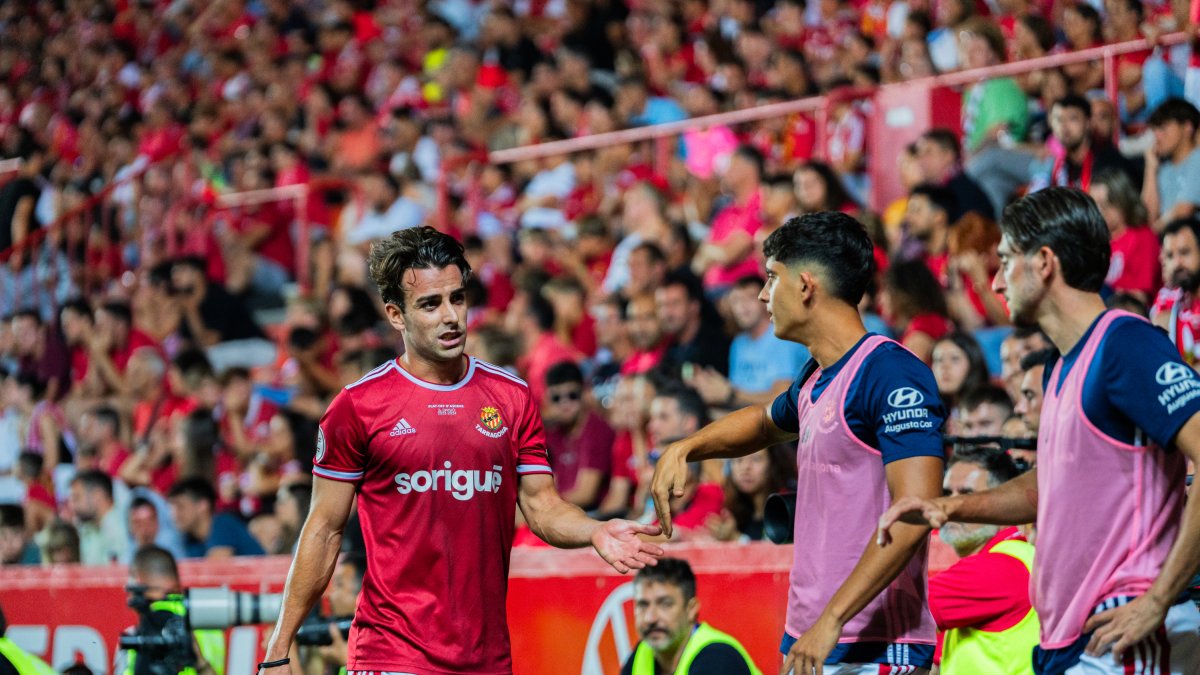 El jugador grana David Concha durante el último partido que jugó con el Nàstic.