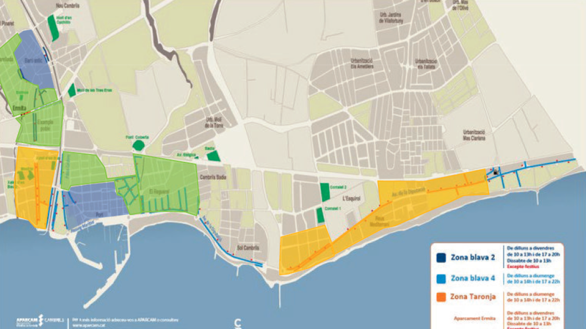 Proyección de las zonas reguladas de aparcamiento recogida en el PMUS