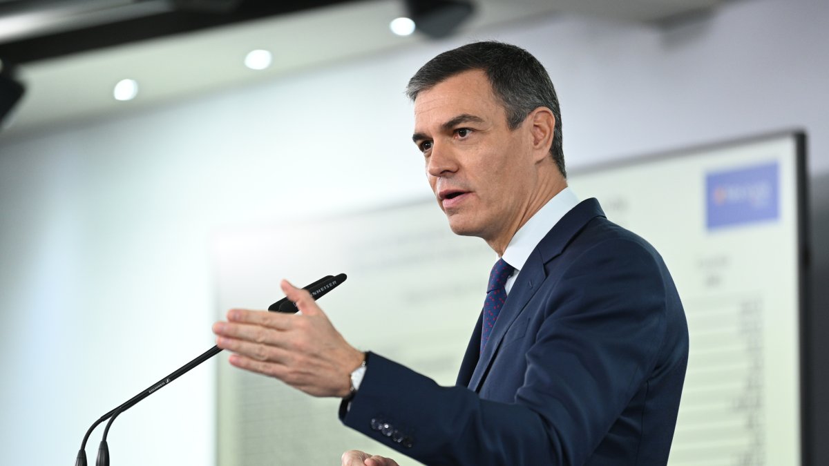 Imatge d'arxiu del president Pedro Sánchez, a la roda de premsa per anunciar noves mesures per la dana