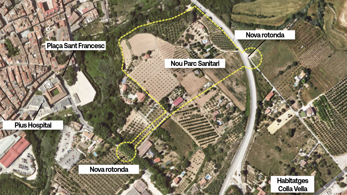 Plano de los terrenos delimitados para ubicar el futuro parque sanitario de Valls.