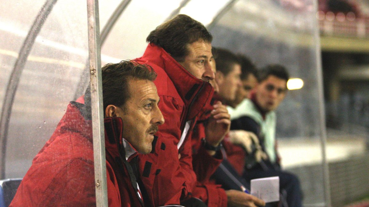 Juan Vizcaíno al lado de Santi Coch en su etapa en la Pobla de Mafumet.