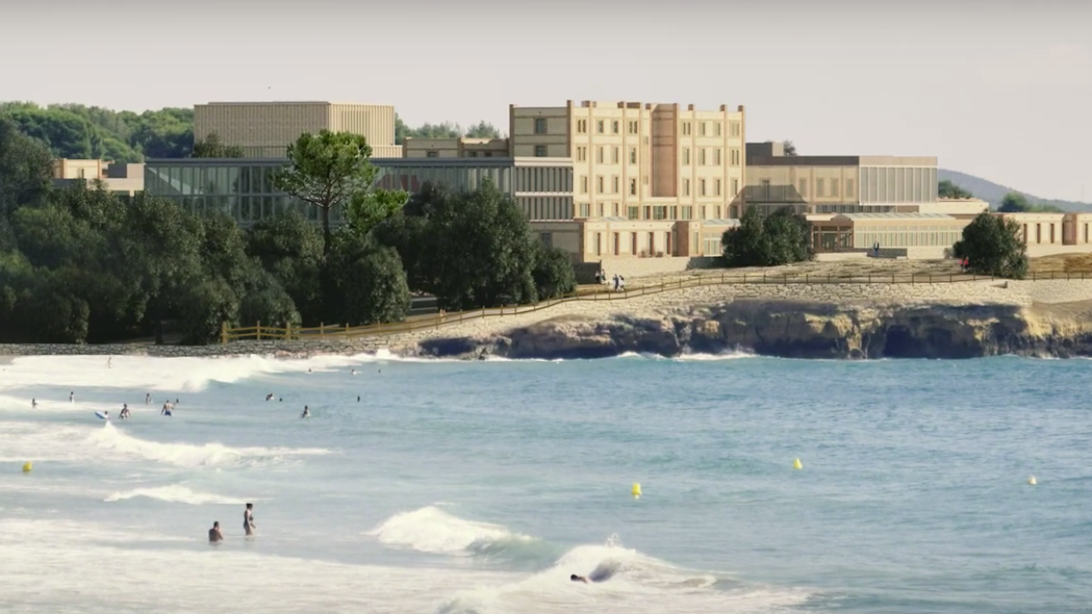 El aspecto que se prevé que luzca el Preventori de la playa Savinosa de Tarragona una vez se acaben las obras del camino de ronda y del centro cultural.