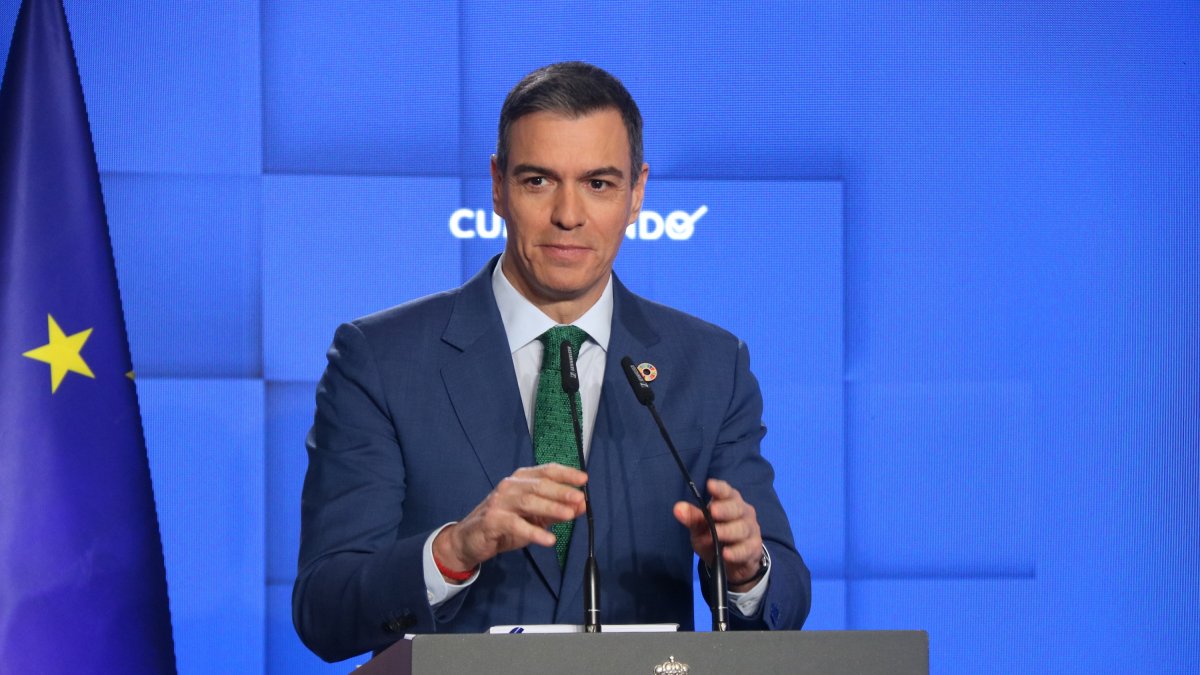 El president espanyol, Pedro Sánchez, a la roda de balanç de l'any.
