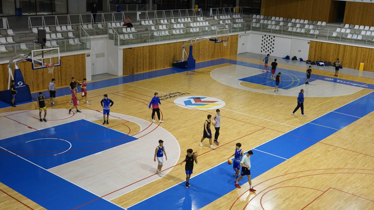 Imatge d'entrenaments al Palau d'Esports Catalunya.