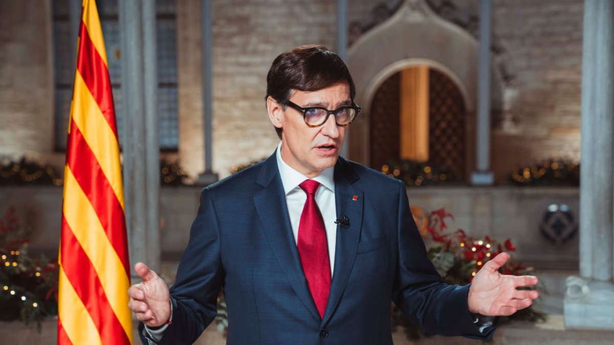 El president de la Generalitat, Salvador Illa, durant el discurs institucional de Nadal
