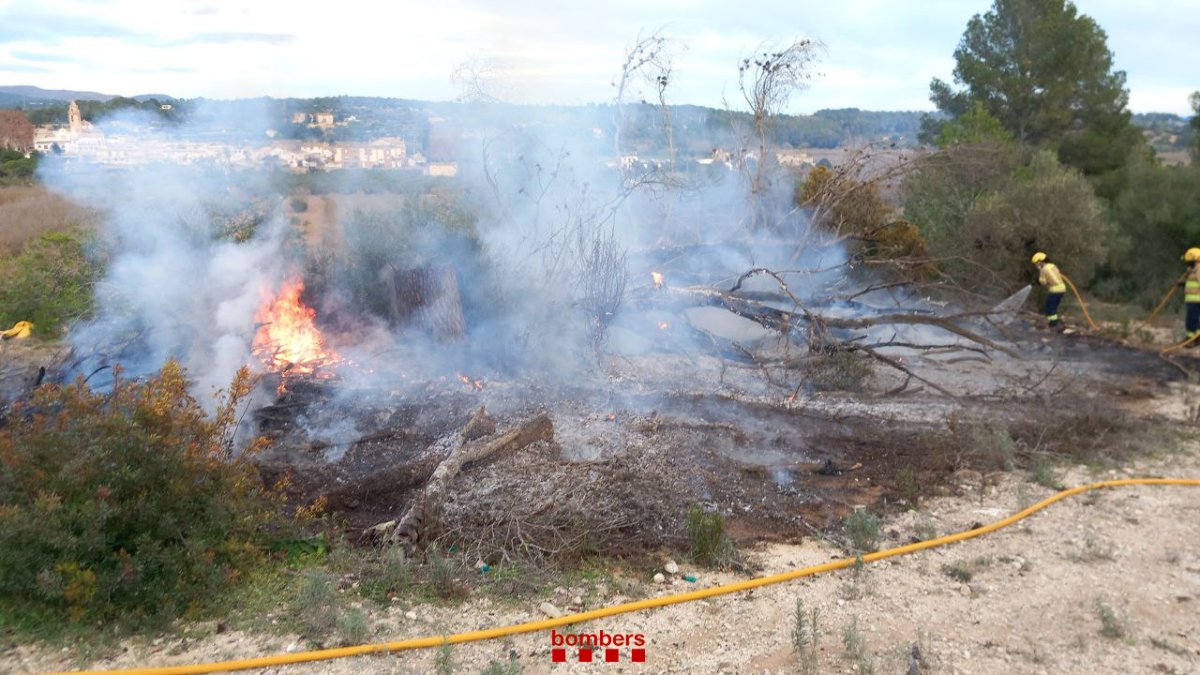 Imatge de l'incendi d'aquest dissabte a la Riera de Gaià