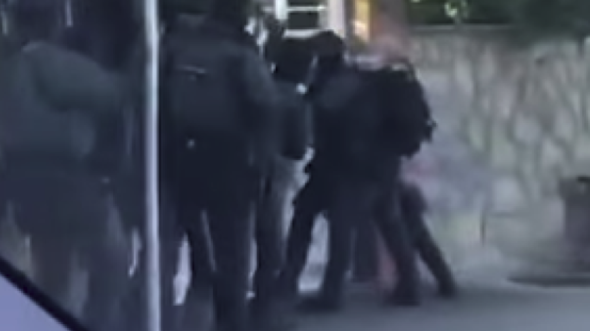 Captura del video publicat a les xarxes socials d'una entrada dels cossos policials en un xalet a Pallaresos.