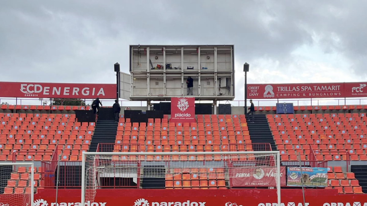 Imatge que ha comprartit el Nàstic sobre el canvi de marcador del Nou Estadi Costa Daurada.