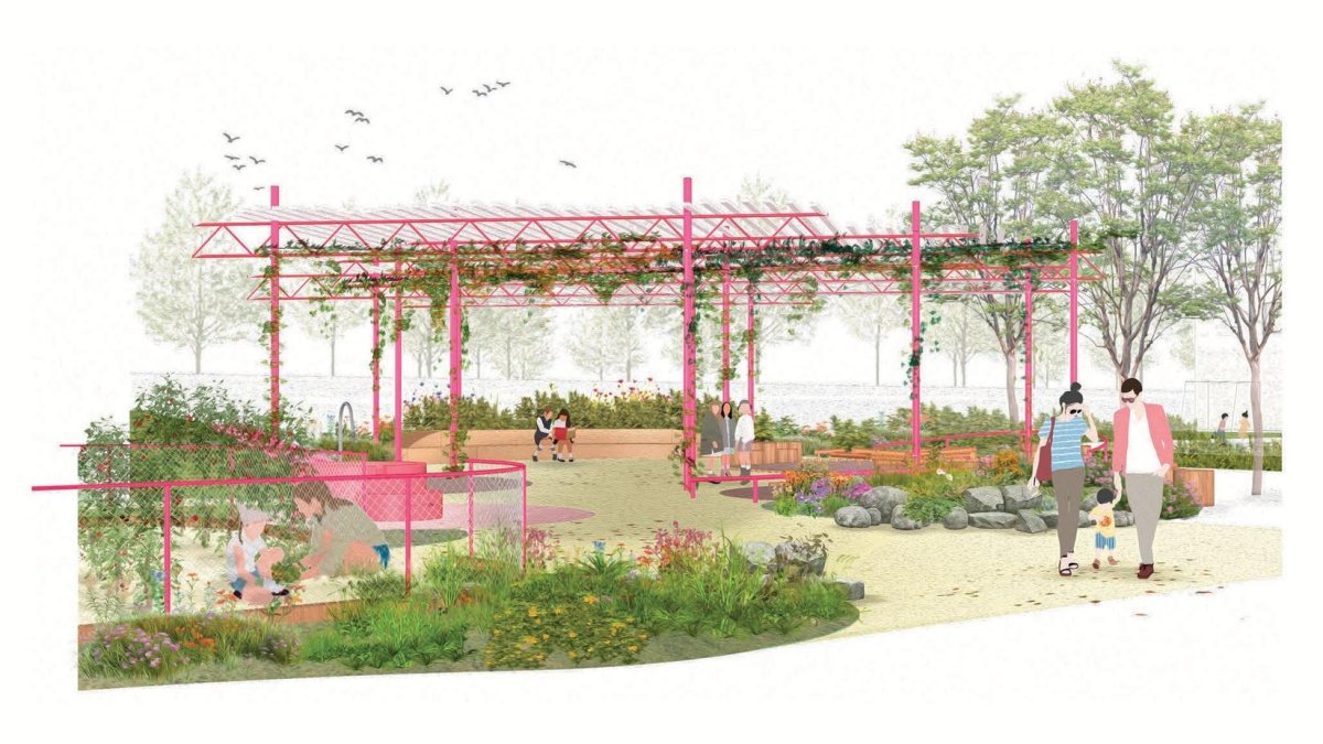 Render del refugi climàtic per a l'escola Teresa Miquel de Reus.