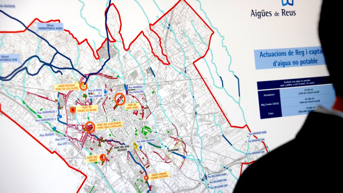 Mapa dels pous i mines municipals de Reus.