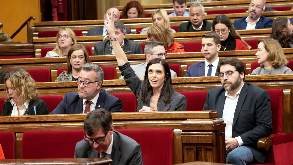 El grup del PSC votant al ple del Parlament aquest dijous.
