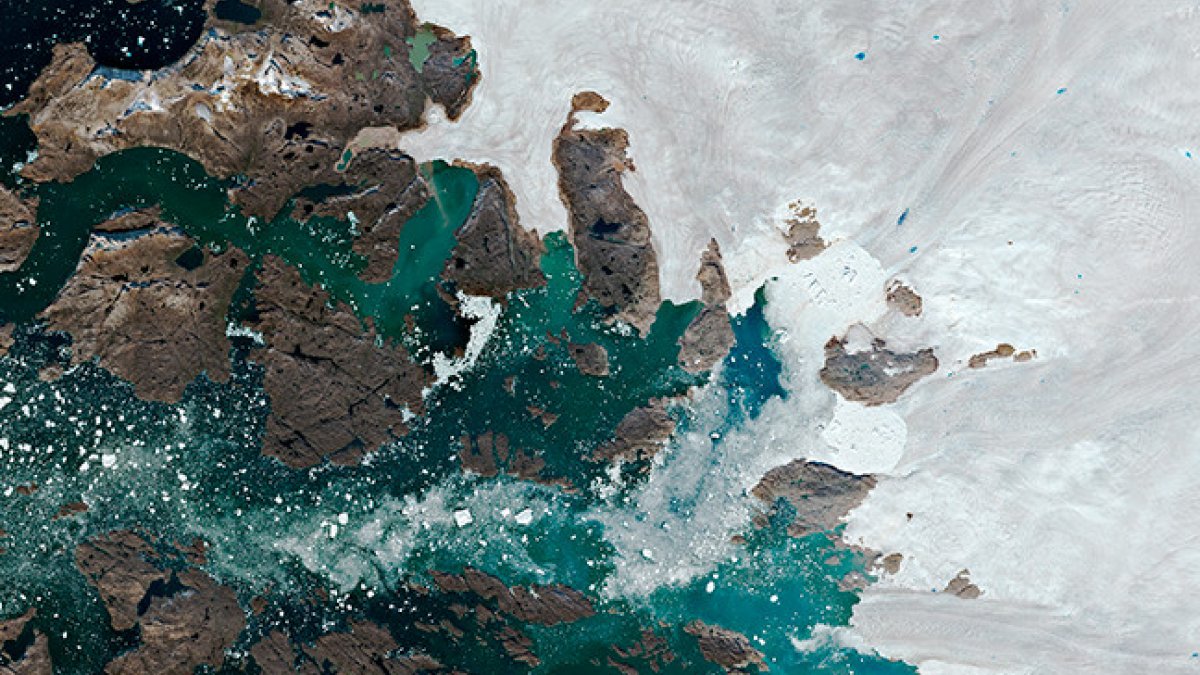 Una imatge per satèl·lit de Groenlandia.